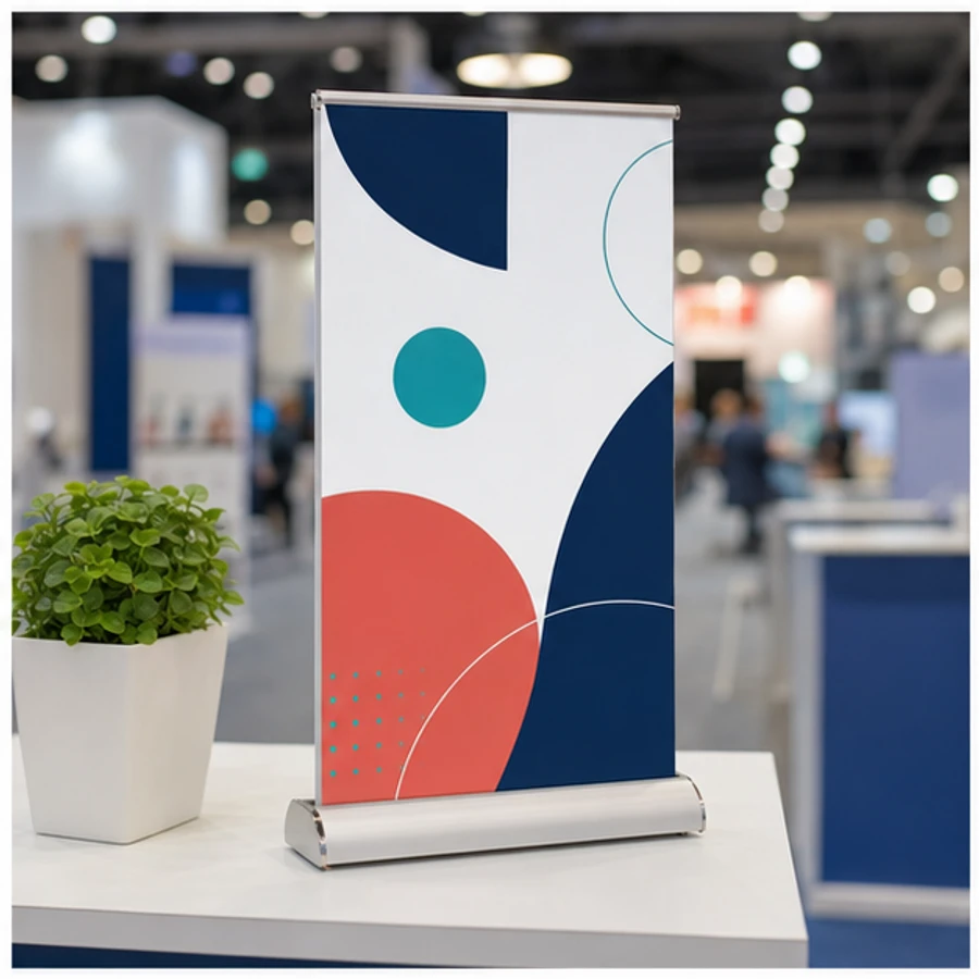 Custom tabletop banner stands example